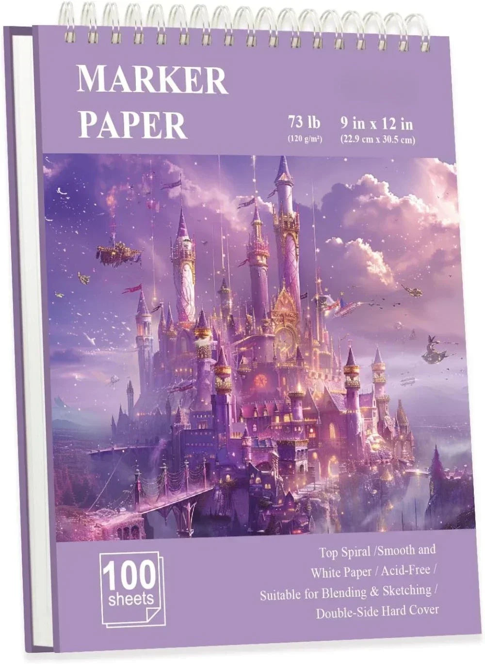 9"x12" marker paper sketchbook, 120 GSM / 73 lbs alcohol marker paper, 100 hardcover sketchbooks