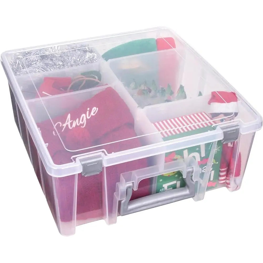 Super Satchel Storage Double Deep Compartment Portable Craft Organizer with Removable Dividers Home Office Holiday Supplies