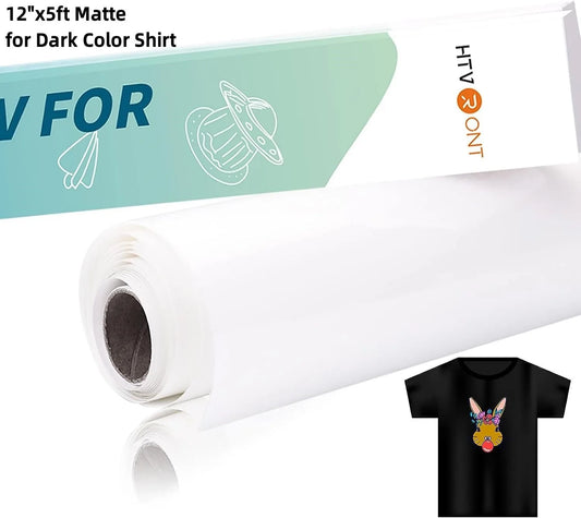 HTVRONT 12"X5FT Vinyl for Dark/Light Colored Shirts Dye Sub Heat Transfer Vinyl for Sublimation Cotton Fabric