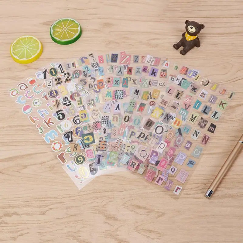 Alphabet Number Retro Sticker Kit  DIY Decorative Stickers for Album Diary Scrapbooking, Handmade Craft Supplies for Journal Planners Gift