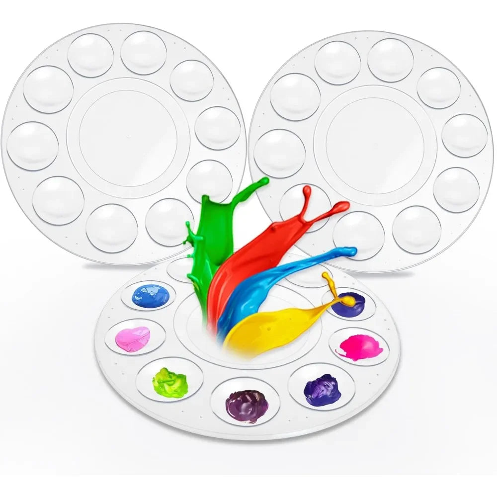 Art works and painting supplies,, plastic paint palettes for children or students to paint on school projects or in art classes