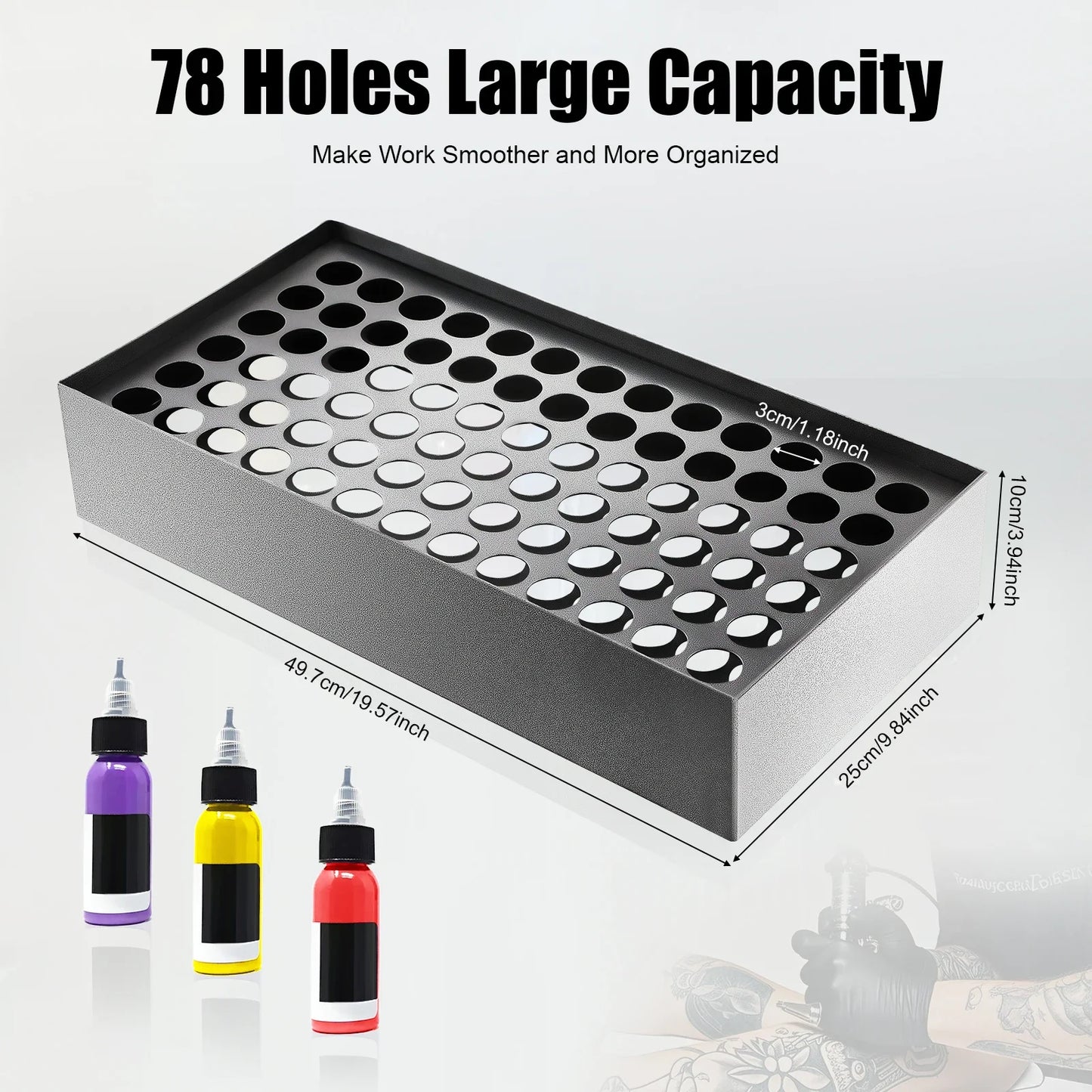 Bymaocar 78-Hole Wall-Mounted Paint Bottle Holder,  Modern Storage Rack for Art Supplies