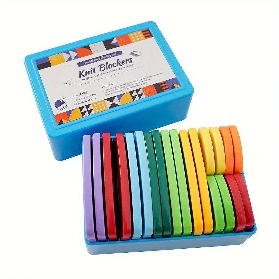 Sweater & Scarf Pinning Block Set - DIY Knitting Tool for Shawl, Cardigan, Blanket - Colorful Knitting Pins with Blocking Board