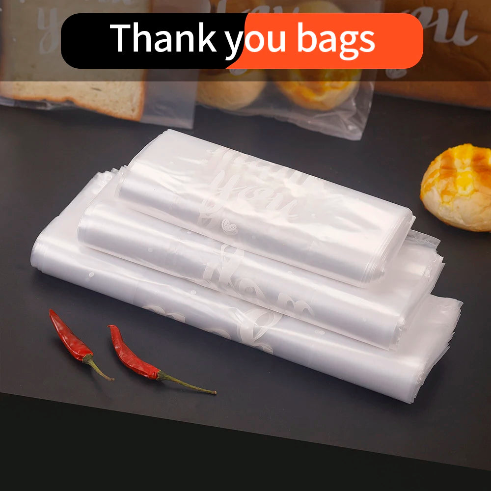S:500/M:300/L:200Pcs Thank You Gift Bags - Perfect For Bread, Candy, Snacks, And Desserts, Clothes- Plastic Carrier Bags packing