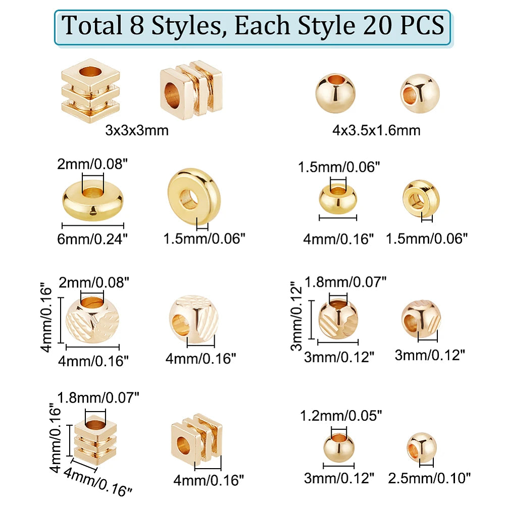 PH 160pcs Golden Spacer Beads 8 Styles 14K 18K Heishi Beads   Spacers