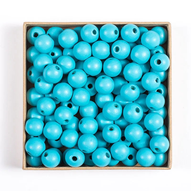 SOMESOOR 50pcs 16mm 0.63IN Natural Wooden Beads Multi Colors Round Shaped DIY Craft Wood Bracelet Necklaces Jewelry Accessories