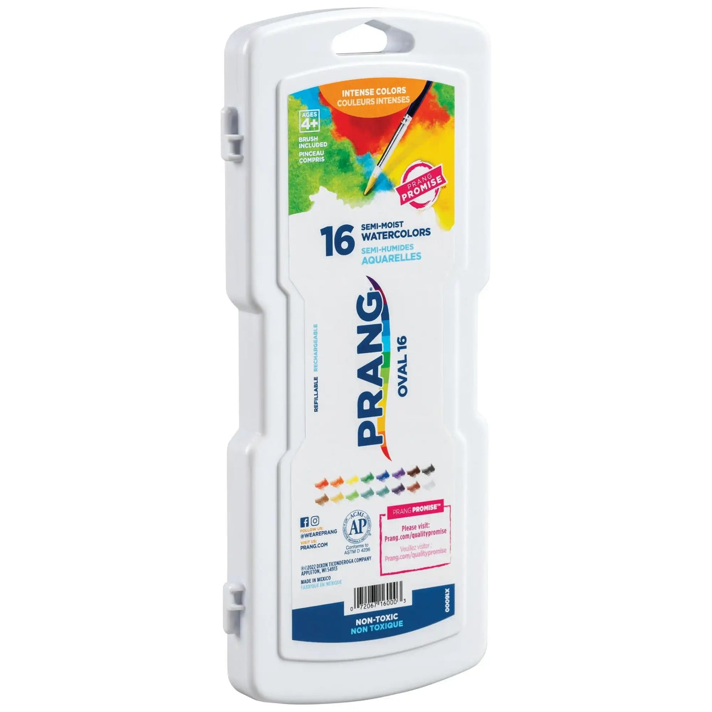 Prang Watercolor Oval Pan Set, 16-Colors