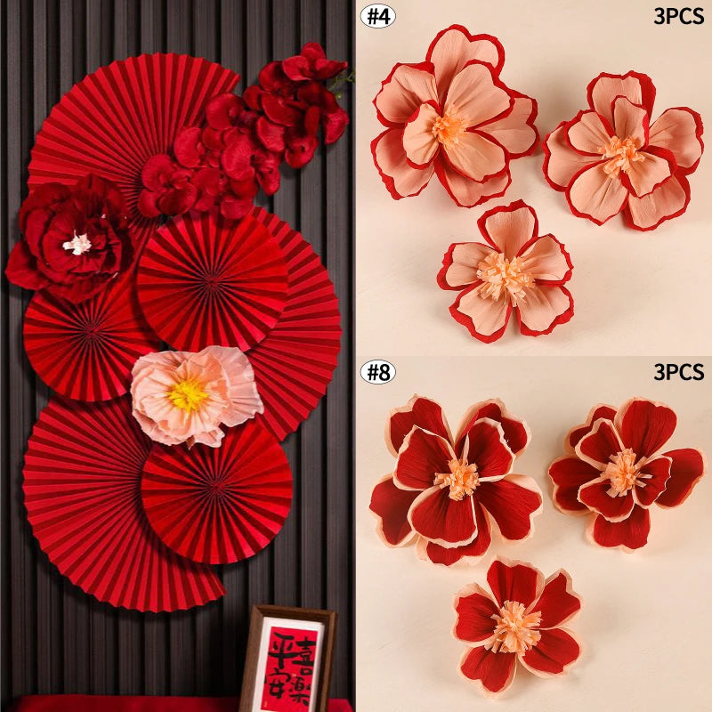 Chinese New Year 2026 Decoration Wall Hanging Decor Paper Folding Fan Sticker Wedding Party Decoration Spring Festival Supplies