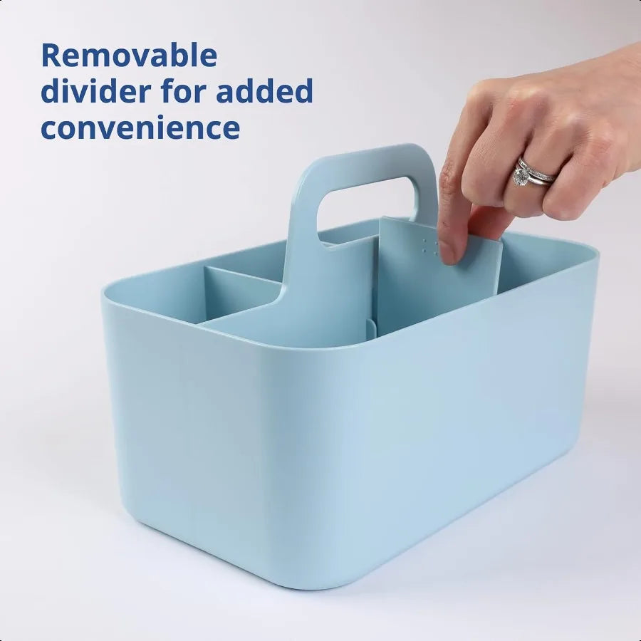 Stackable Organizer Caddy Portable Tote for Bathroom Office Crafts or School Supplies Rectangle Blue
