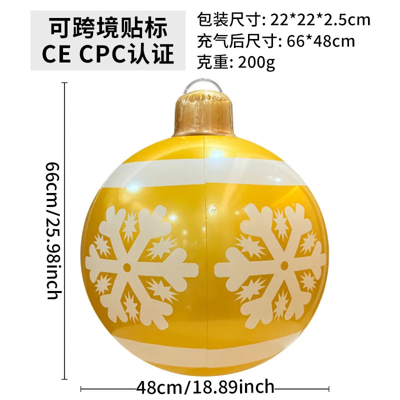 60cm Giant Luminous Inflatable Christmas Ball With No Lights Pvc Outdoor Xmas Decoration Ball Holiday Yard Lawn Porch Decor 2025