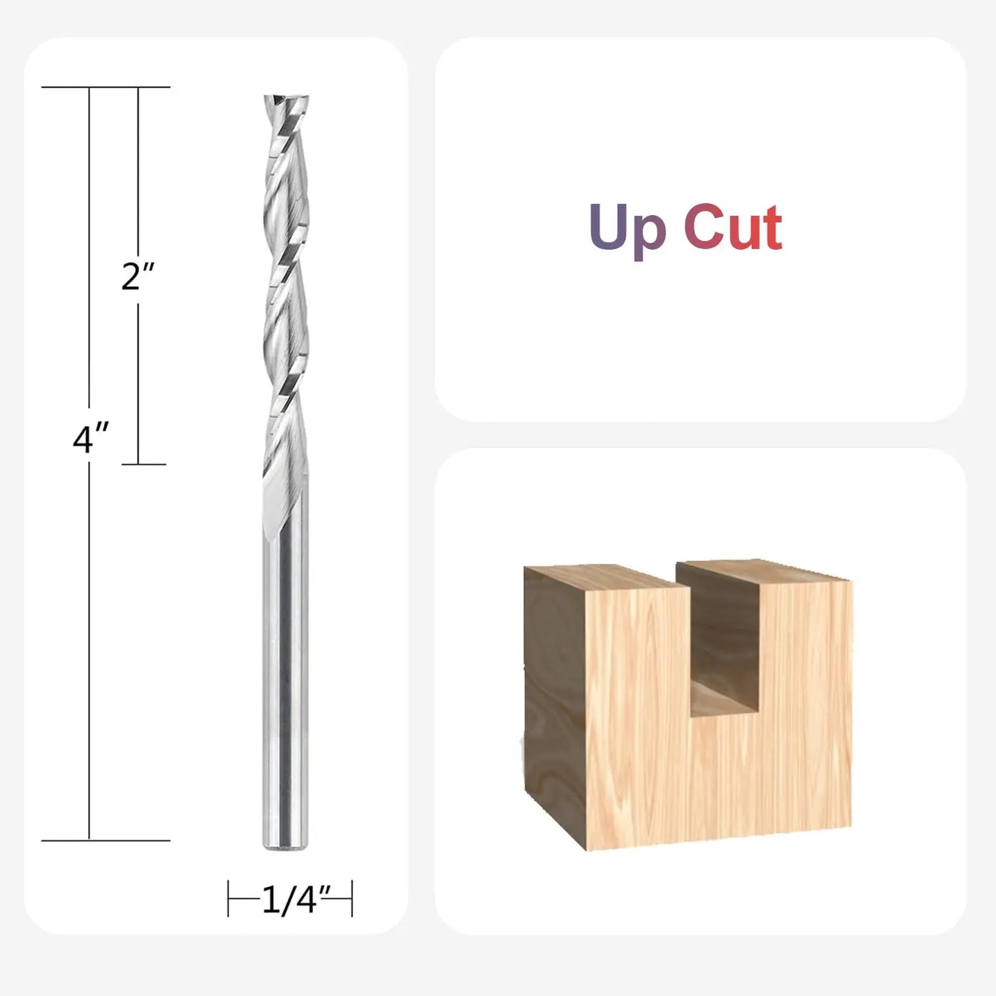 SpeTool 1pc Upcut Spiral CNC Router Bit with 1/4 1/2 Inch Shank HRC55 Solid Carbide CNC End Mill for Wood Engraving Carving Tool