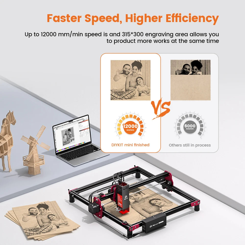 Algo laser DIY KIT Mini 10W Laser Engraver Cutter For Beginner 315*300 Table Woodworking CNC