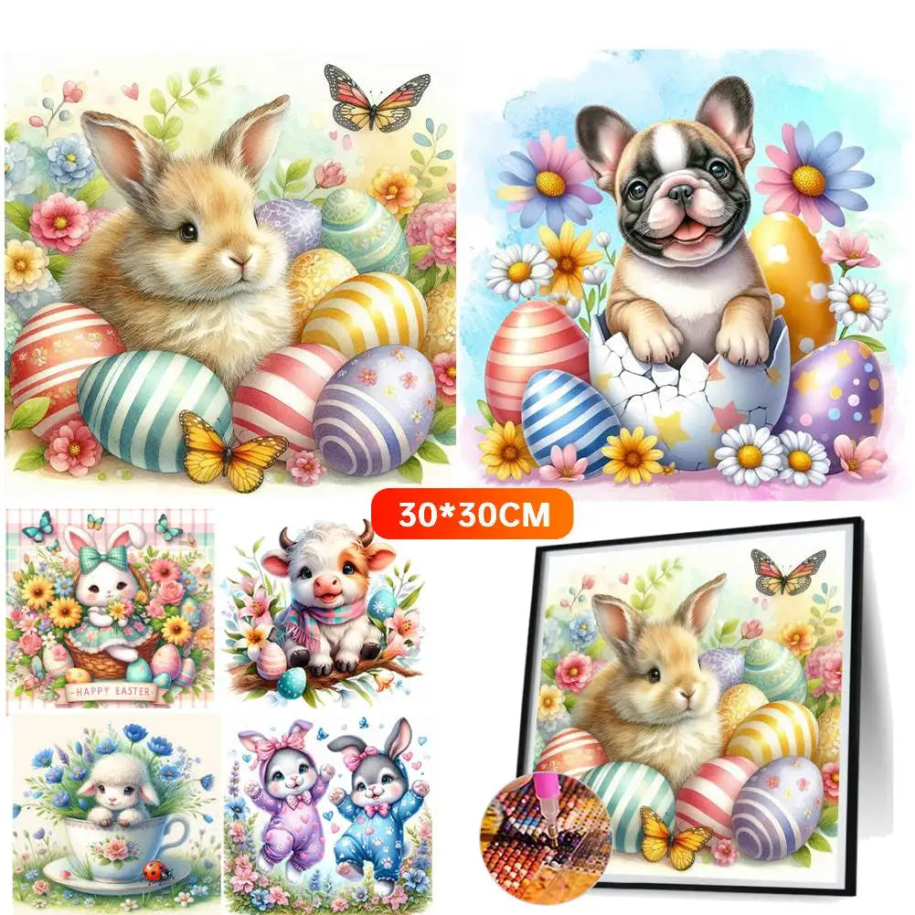 2pcs 5D DIY Full Round Drill Diamond Painting New Creative Easter Decoration Kit Home Decor Art Craft for Bedroom Wall 30x30cm