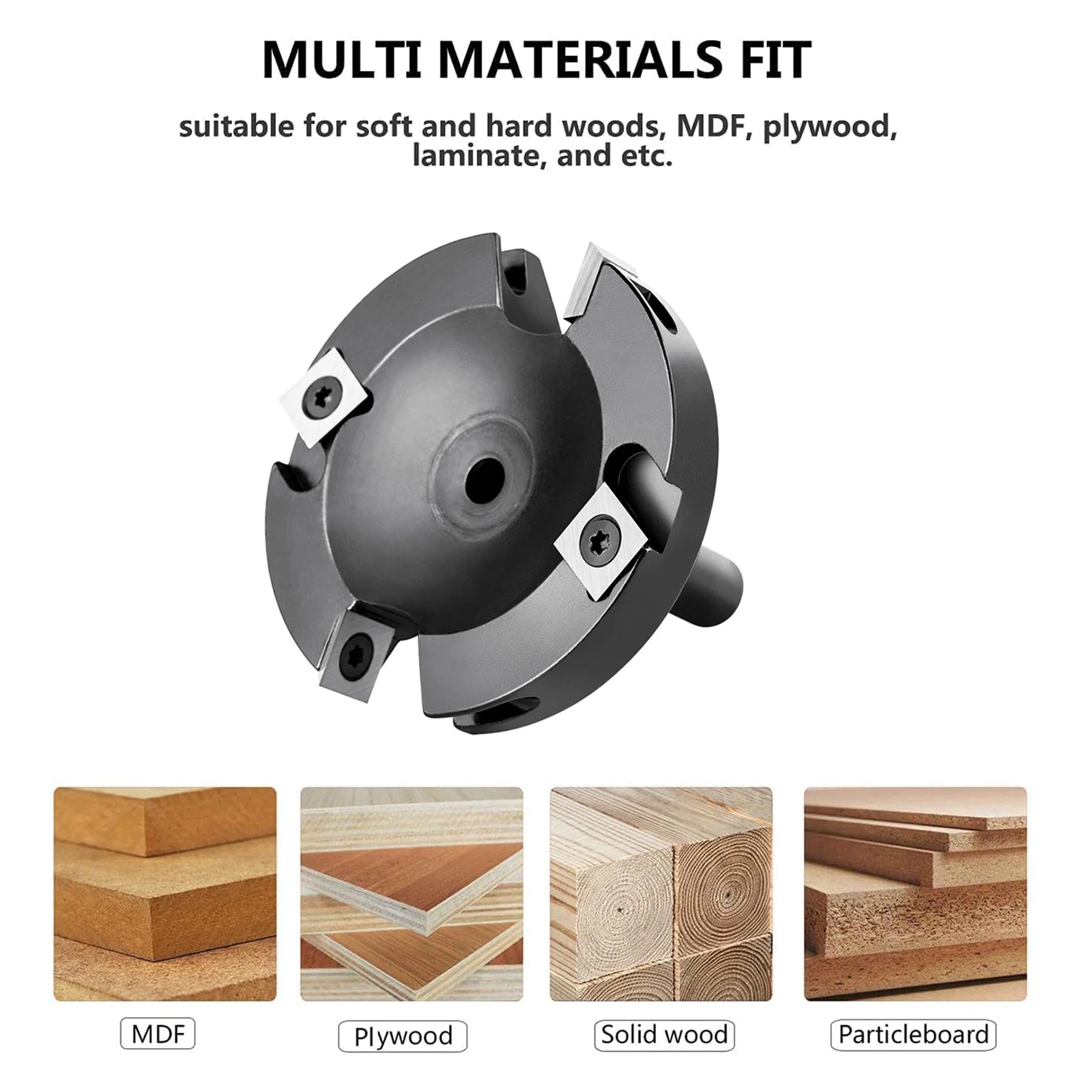 SpeTool 1pc CNC Spoil board Surfacing Router Bit 1/2 Inch Shank 2-Flute Carbide Insert Slab Flattening Router Planer Bit for Wood
