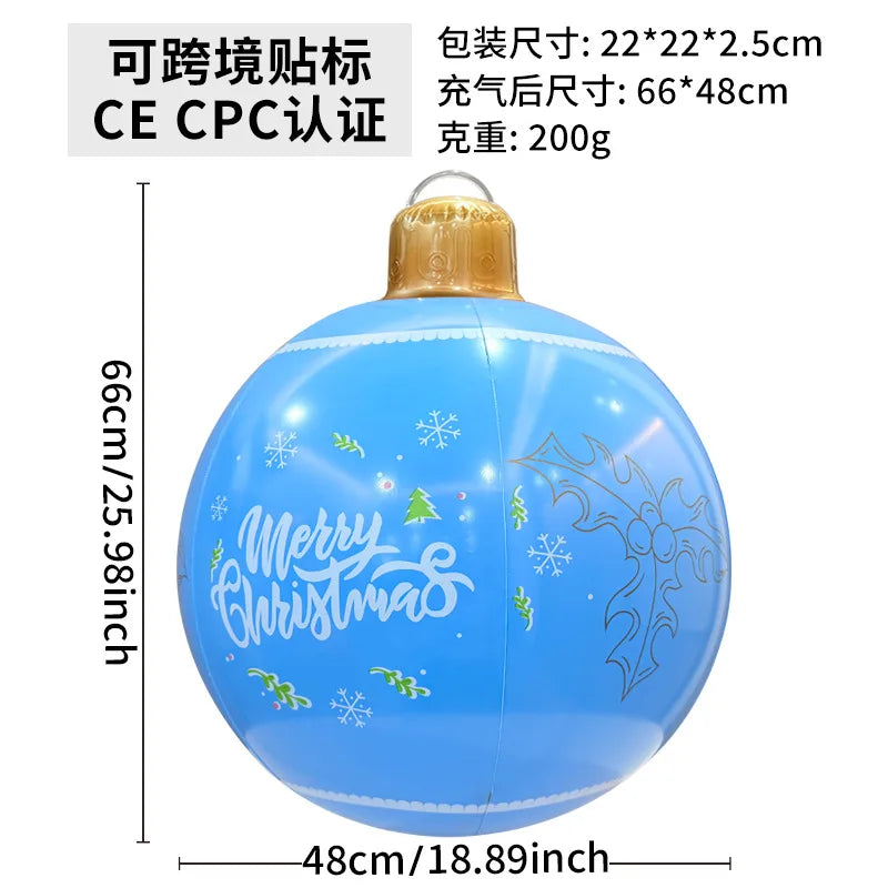 60cm Giant Luminous Inflatable Christmas Ball With No Lights Pvc Outdoor Xmas Decoration Ball Holiday Yard Lawn Porch Decor 2025