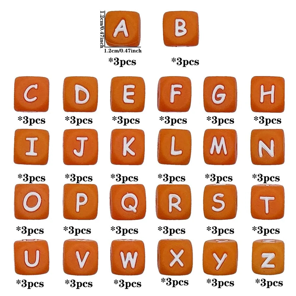 78pcs 12mm Silicone letter beads for DIY Key Chains Necklaces Bracelets Bag Chains Pen Beads Loose Beads Focus Bead