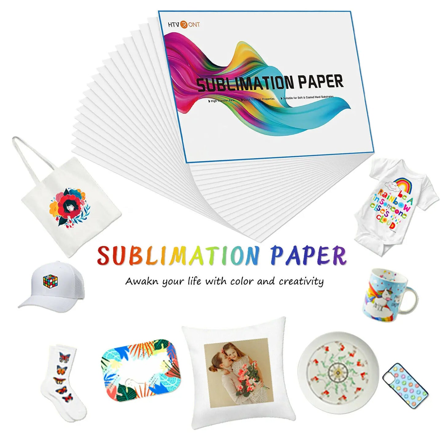 HTVRONT 150 Sheets A4（US）8.5 x 11 inches Sublimation Paper Heat Transfer Paper for Inkjet Printer