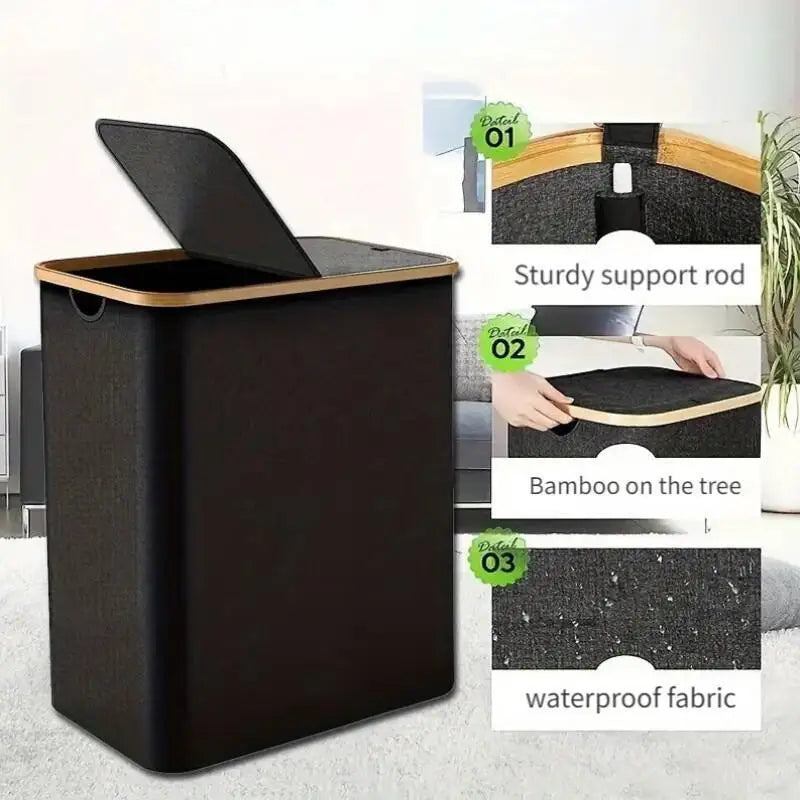 Foldable with lid, detachable double compartment, large capacity Oxford canvas  storage box