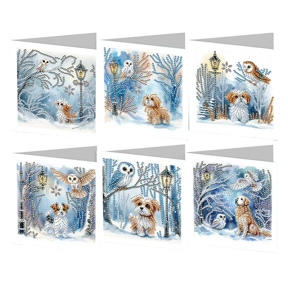 6/12pc DIY Diamond Painting Kits Greeting Card New 2024 Christmas Festival Card Diamond Daily Wish Card Gifts for Family Friends