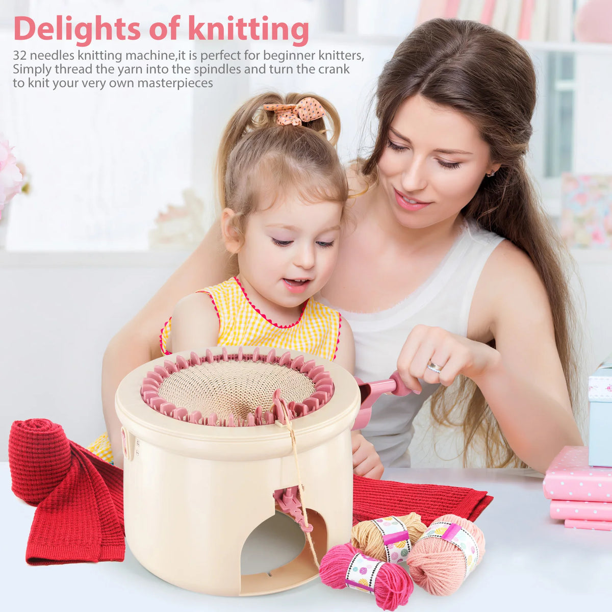 Knitting Machine 32 Needles Dual Mode Knitting Wheel For Socks Scarf Hats For Adults Children Xmas DIY Gift Hand Woven Machine
