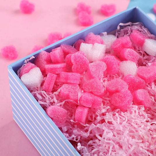 50pcs/bag Gift Box Fluffy Slime Filler Sludge Clay Pink Heart Love Beads Foam Strip Slime DIY Wedding Favors Flower Box Filler