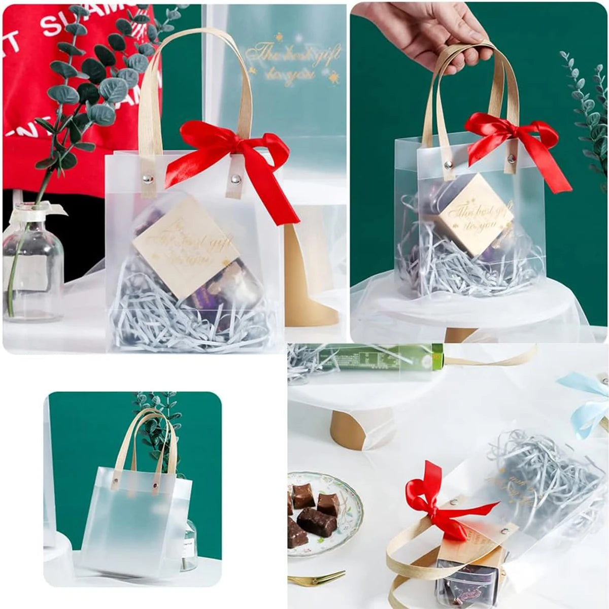 80pcs Small Gift Bags, Candy Bags, Souvenir Wedding Birthday Holiday Gifts, Clear Tote Bags, Halloween Christmas Valentine's Day