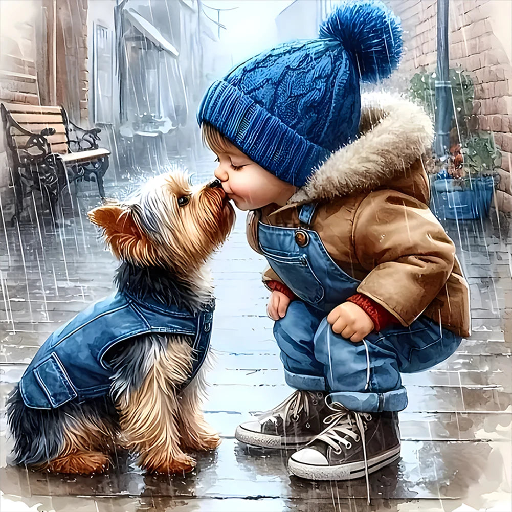 Full Embroidery Eco-cotton Thread 11CT Printed Boy Cross Stitch Kit Art 40x40cm