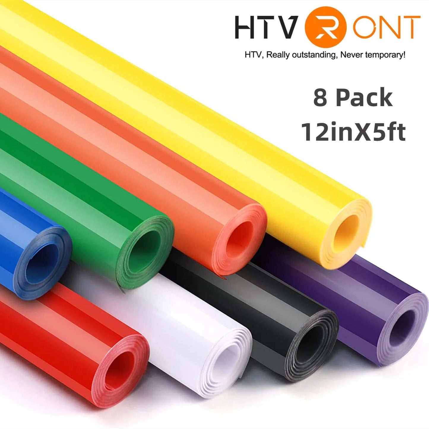 12/8 Pack HTVRONT 12inX5ft Multi Color Permanent Adhesive Vinyl Rolls DIY Cup Glass Phone Case Home Decor Gift