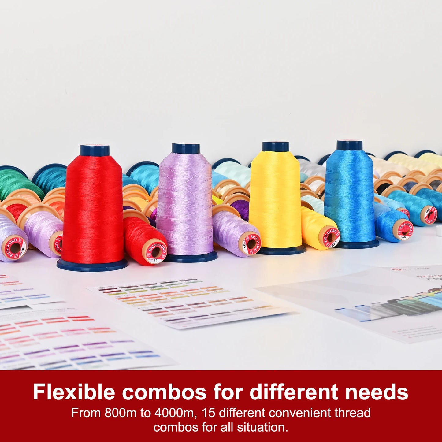 RICHWORD 80Pcs ColorV 800M (875Y) Polyester Thread Kit Each Spool for Embroidery Machines & Sewing Machines