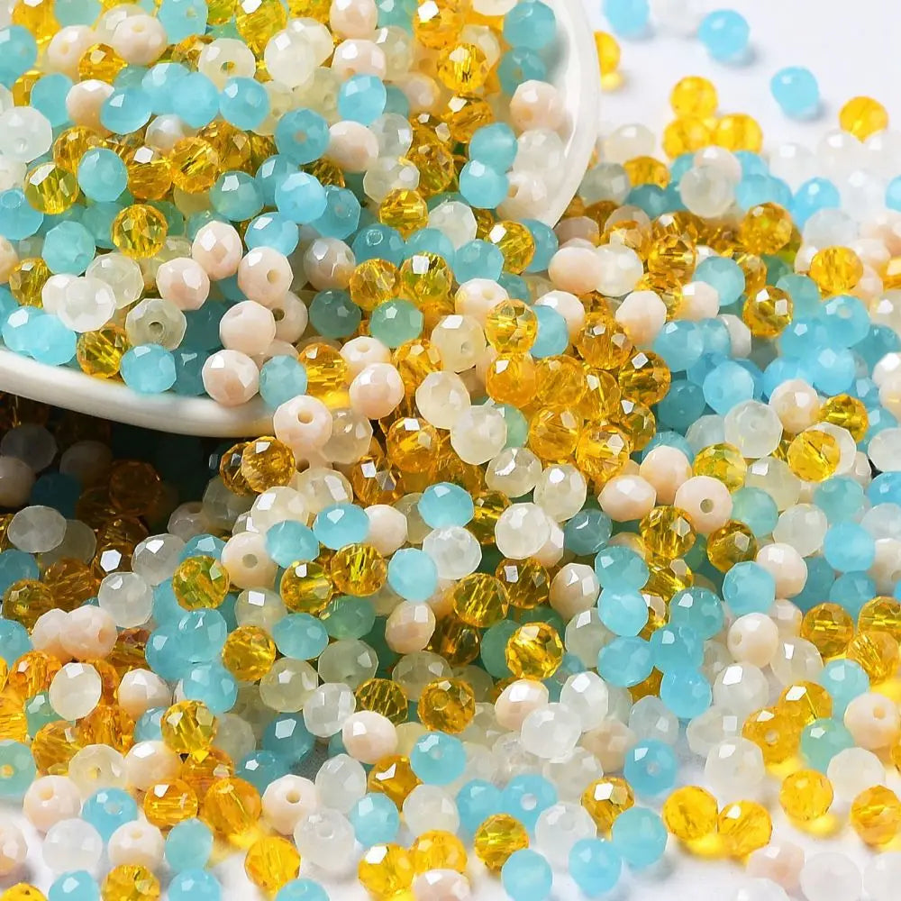 about 60g Faceted Glass Beads 4mm 6mm Rondelle Spacer Loose Beads for Earring Bracelet Necklace Jewelry DIY Craft Making