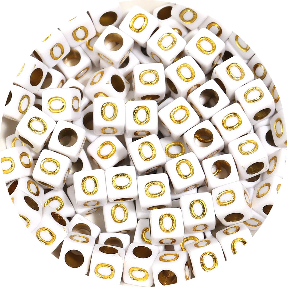 100Pcs/Lot 4.5mm 6mm Cube Acrylic Beads Alphabet Gold Letter Spacer Loose Beads 
For DIY Crafts Ornament Making