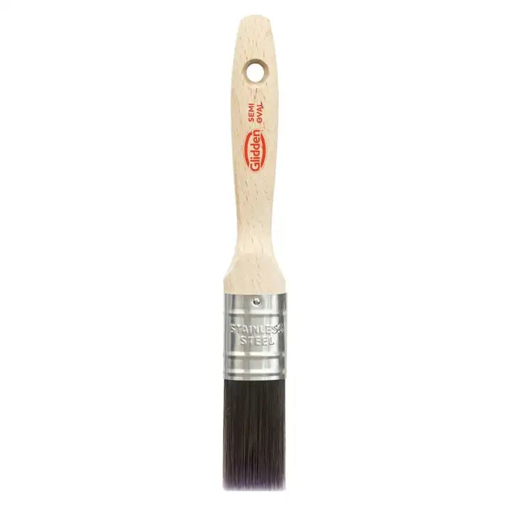 Glidden Semi-Oval Paint Brush with Wood Handle,, Flat Sash,, 1 Inchf