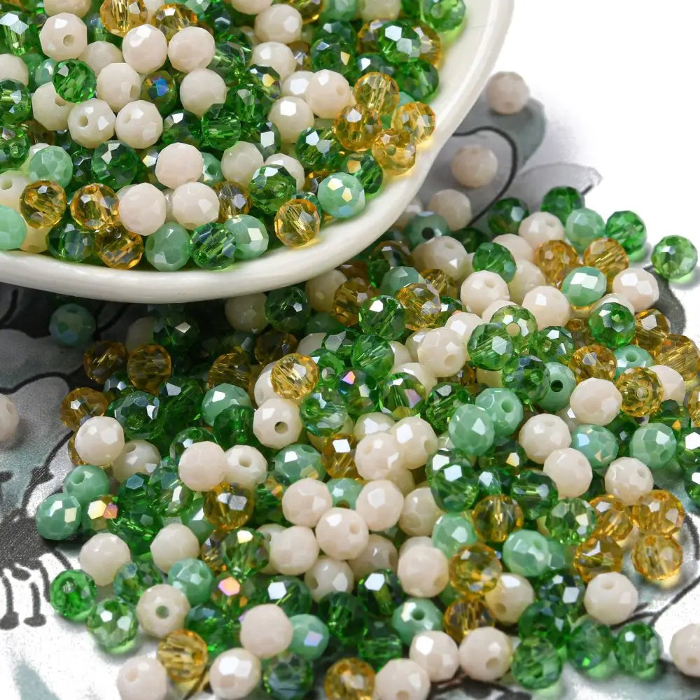 about 60g Faceted Glass Beads 4mm 6mm Rondelle Spacer Loose Beads for Earring Bracelet Necklace Jewelry DIY Craft Making