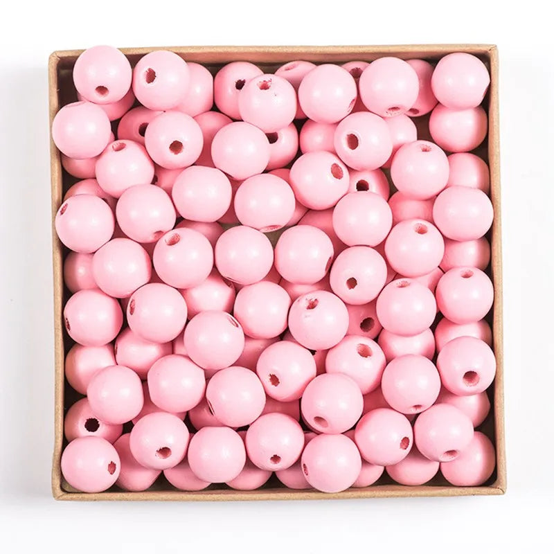 SOMESOOR 50pcs 16mm 0.63IN Natural Wooden Beads Multi Colors Round Shaped DIY Craft Wood Bracelet Necklaces Jewelry Accessories