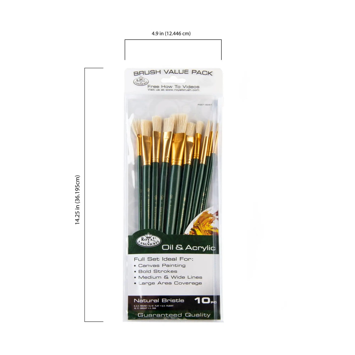 Royal & Langnickel - 10pc Long Handle, Acrylic and Oil Paint Brush Set