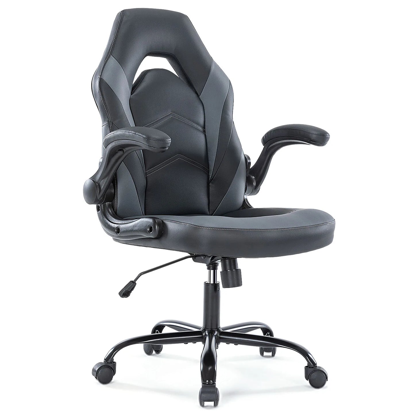 JHK Ergonomic Office Computer Chair Adjustable PU Leather Racing Chair Flip-up Armrest