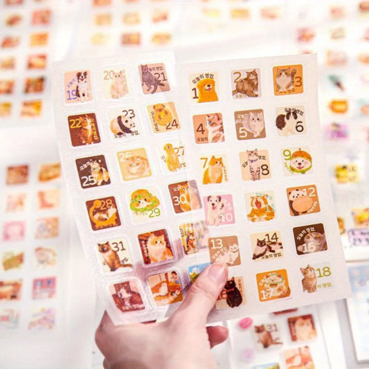 8pcs Cute Cartoon Stickers - 4 Styles Die-Cut Decals for Scrapbooking (Flat Adhesive PET Sheets)