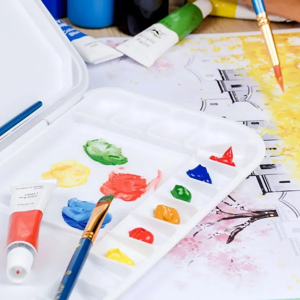 Airtight watercolor palette with lid, 1 pack, 18 Wells and 2 mixing areas, watercolor palette, paint tray with lid