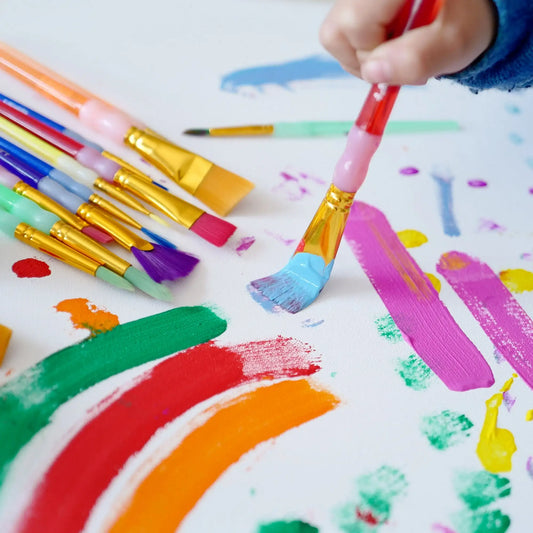 Hello Hobby Round, Filbert, Flat, Fan, Liner Synthetic Bristle Art Brushes (15 Pieces), Age Group 3+