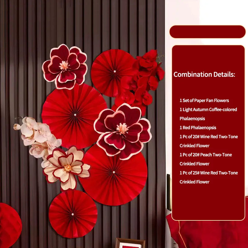 Chinese New Year 2026 Decoration Wall Hanging Decor Paper Folding Fan Sticker Wedding Party Decoration Spring Festival Supplies