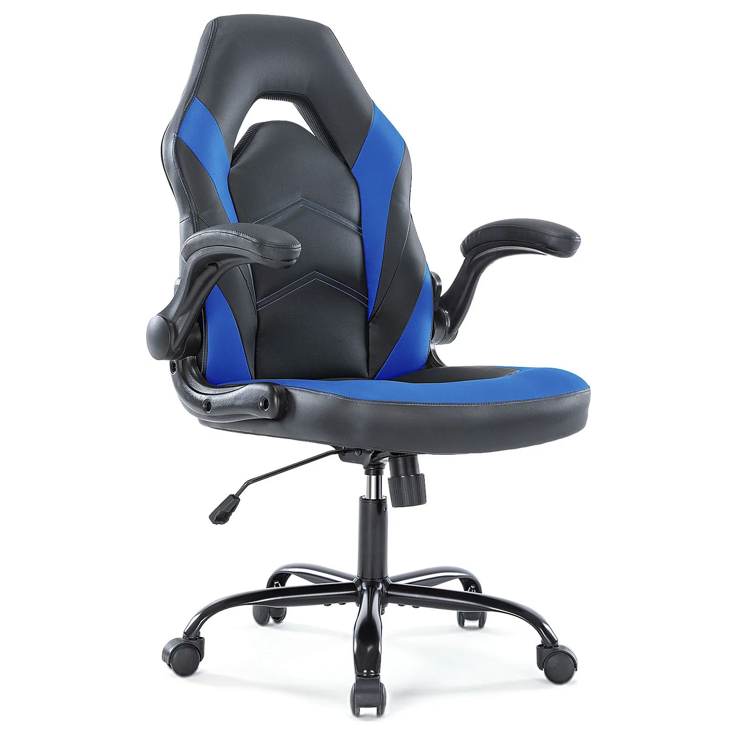 JHK Ergonomic Office Computer Chair Adjustable PU Leather Racing Chair Flip-up Armrest