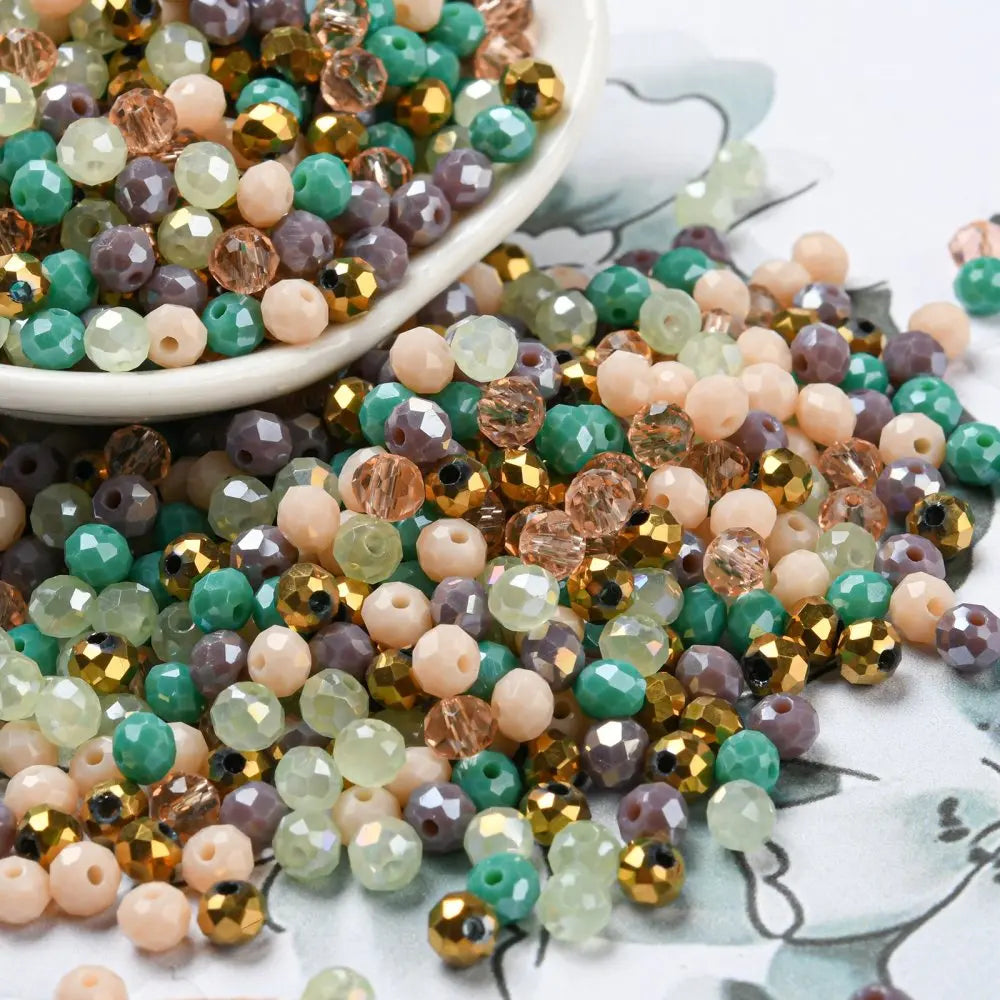 about 60g Faceted Glass Beads 4mm 6mm Rondelle Spacer Loose Beads for Earring Bracelet Necklace Jewelry DIY Craft Making