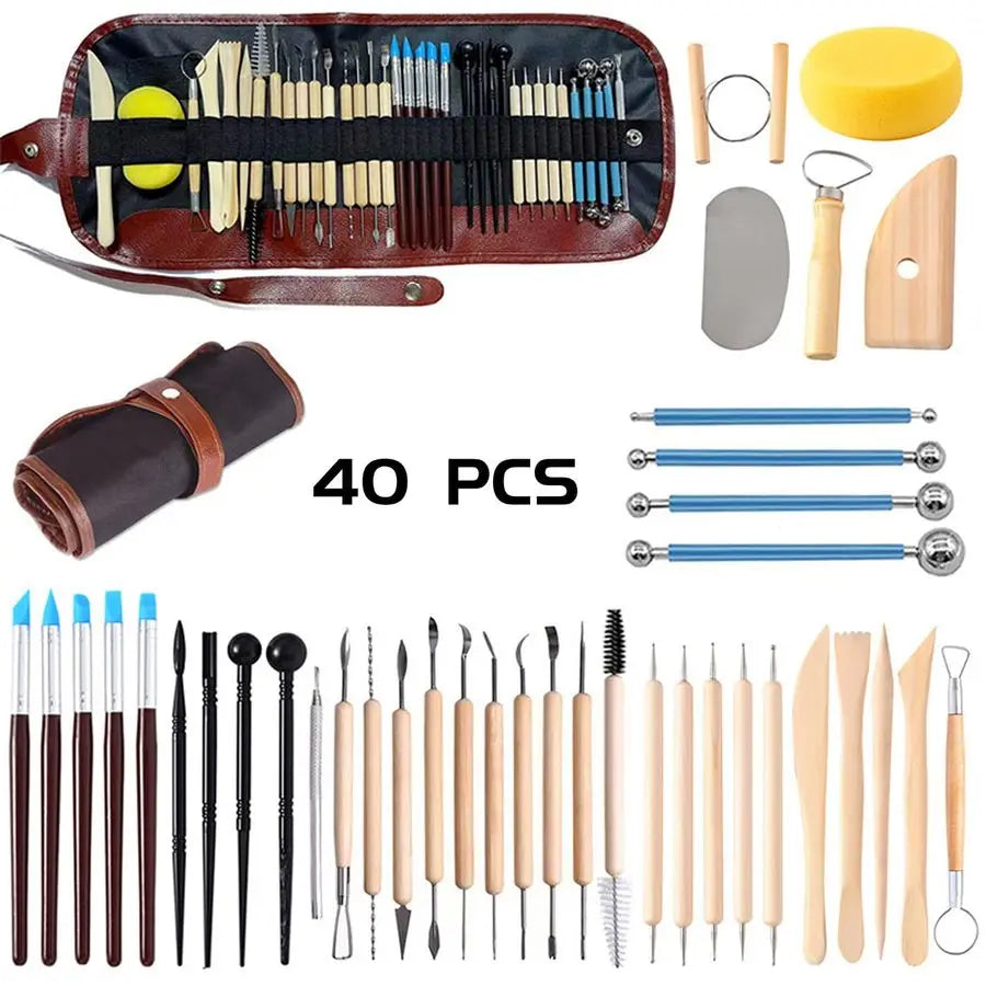 Natural AirDry Modeling Clay 10LBs with 40 Pcs Pottery Sculpting Tool Set, AllPurpose Clay Gray