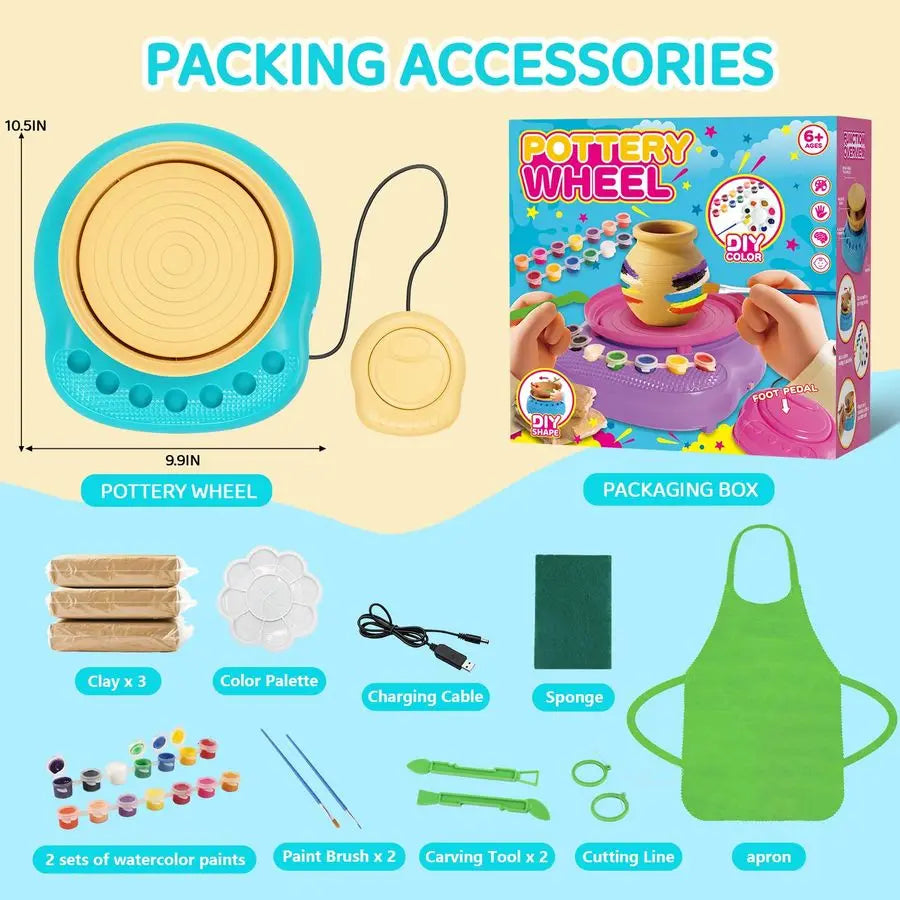 Wheel for Kids, Arts amp Crafts Pottery Painting Toys Kit for Kids Ages 812, Art Supplies with 3 Pack Air Dry Clay and Clay Tool
