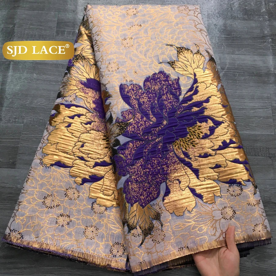 SJD LACE African Brocade Lace Fabrics 2026 High Quality Tulle Damask Nigerian Jacquard French Lace For Sewing Women Dresses 2485