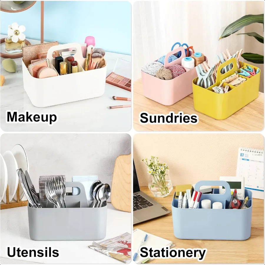 Multiuse Caddy Organizer with Handle Stackable Plastic Tote Bin Art Craft Supplies