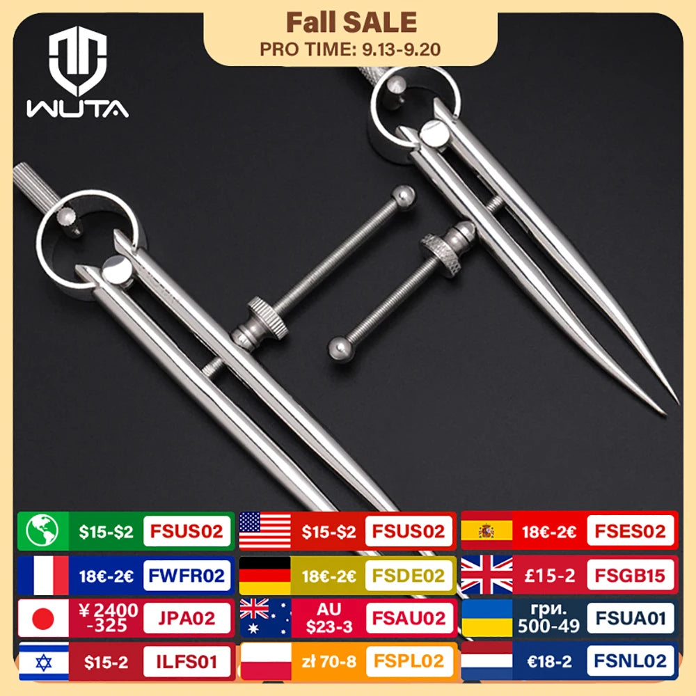WUTA 304 Stainless Steel Wing Divider Spacing Compass Precision Scale for Metal,Wood,Craft,Jewelry