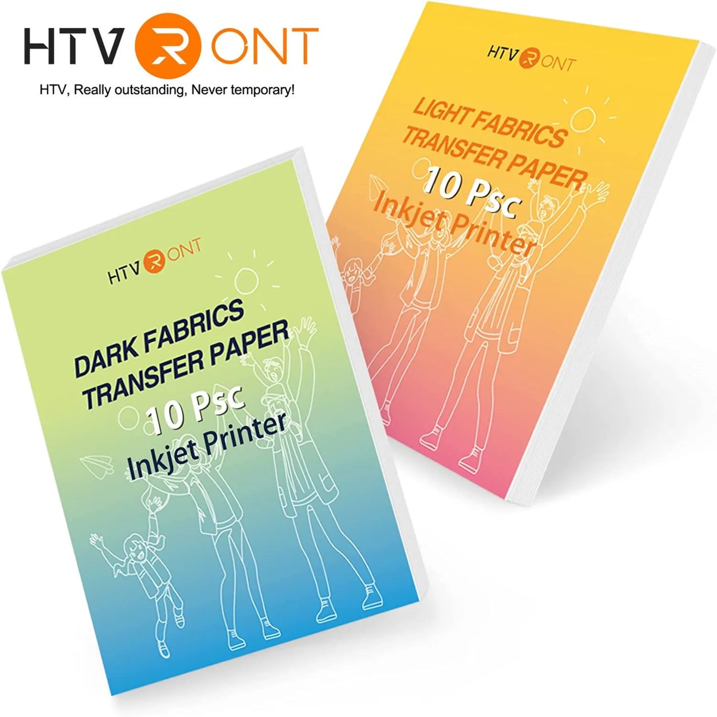 HTVRONT 20pcs Light &Dark Fabric 8.5x11in Heat Transfer DIY Cotton T-Shirt Iron On Transfer Paper for Inkjet Printer