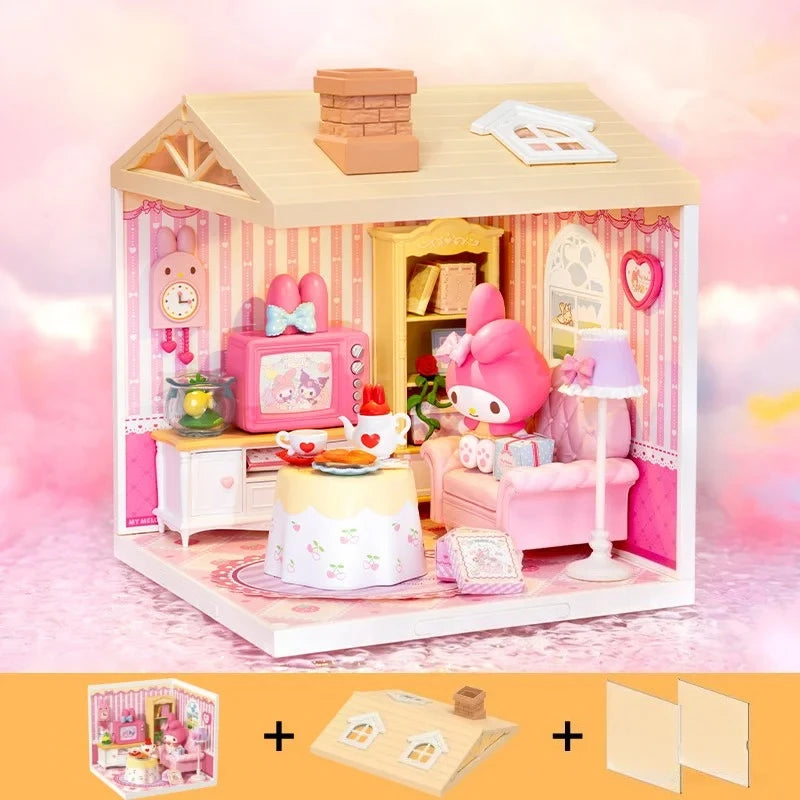 Rolife Sanrio Super World Series Buckle Assembly Hello Kitty Cinnamoroll Room Lighting Model Desktop Decoration Gift Kuromi