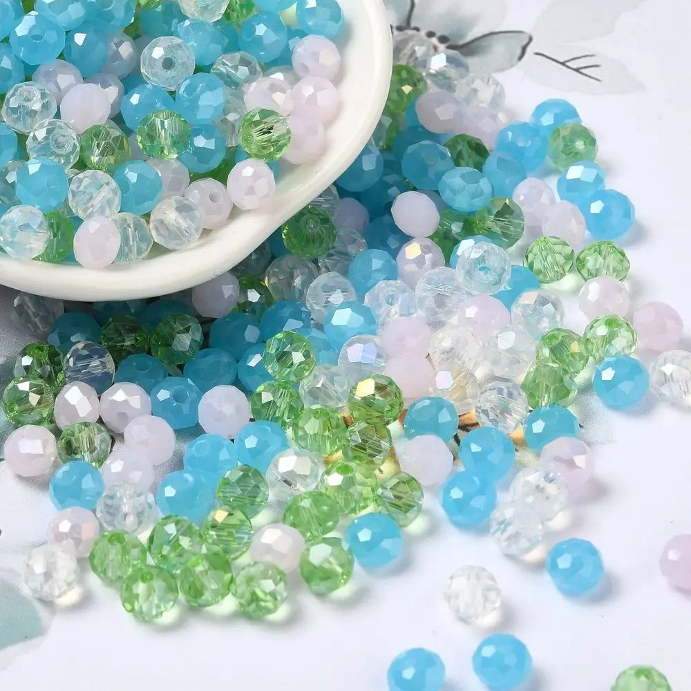 about 60g Faceted Glass Beads 4mm 6mm Rondelle Spacer Loose Beads for Earring Bracelet Necklace Jewelry DIY Craft Making
